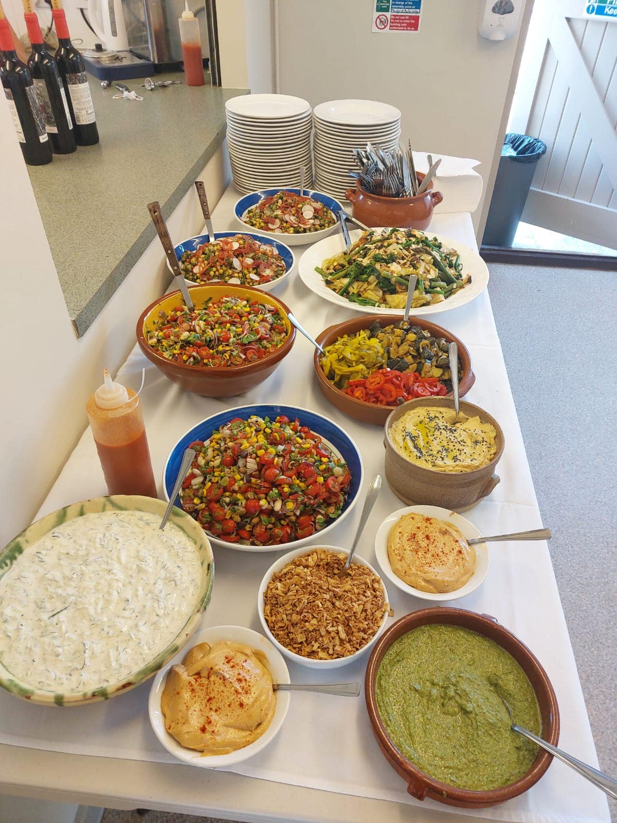 Fresh salad and dip buffet for corporate events in Leeds and Yorkshire by Jack Robinson Catering