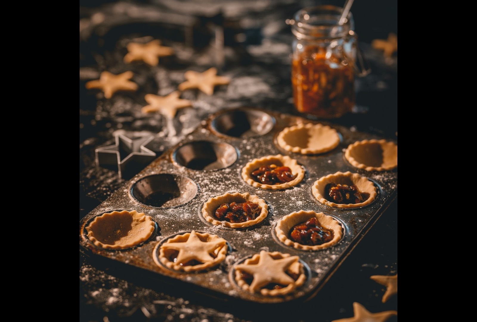 Homemade star-topped mince pies — festive baking for Christmas catering in Yorkshire